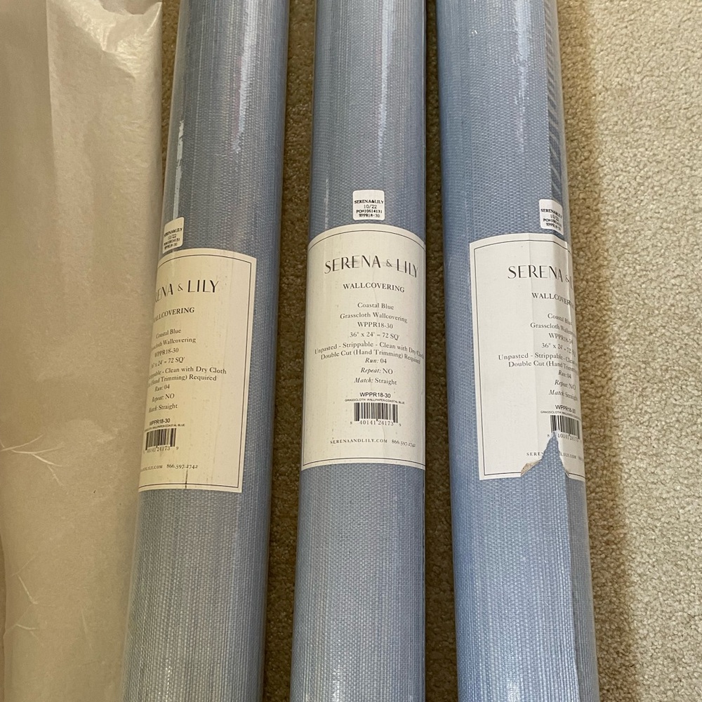 COPY - Serena and Lily Coastal Blue Grasscloth Wallcovering